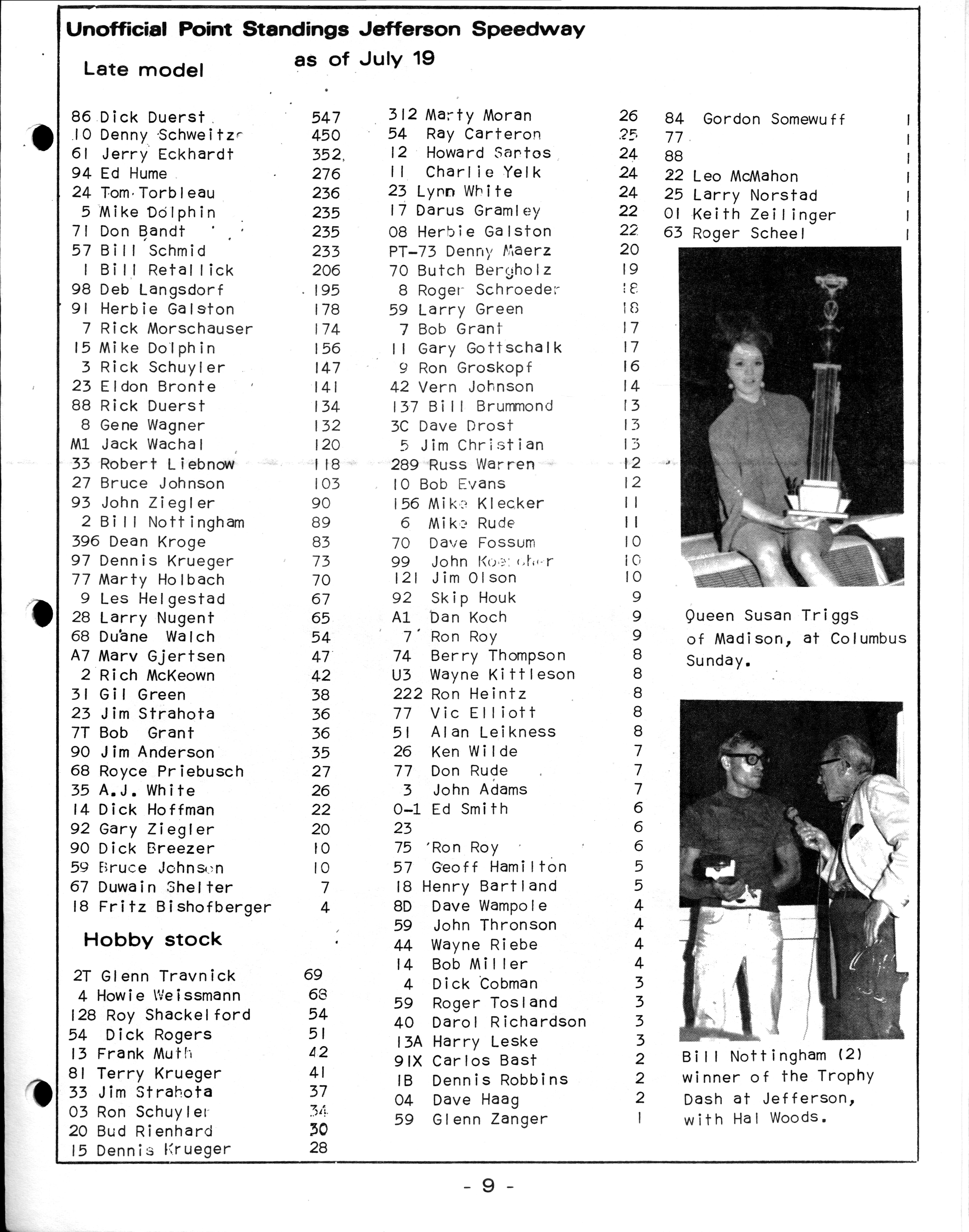 Checkered Flag Racing News July 24, 1969 back cover
